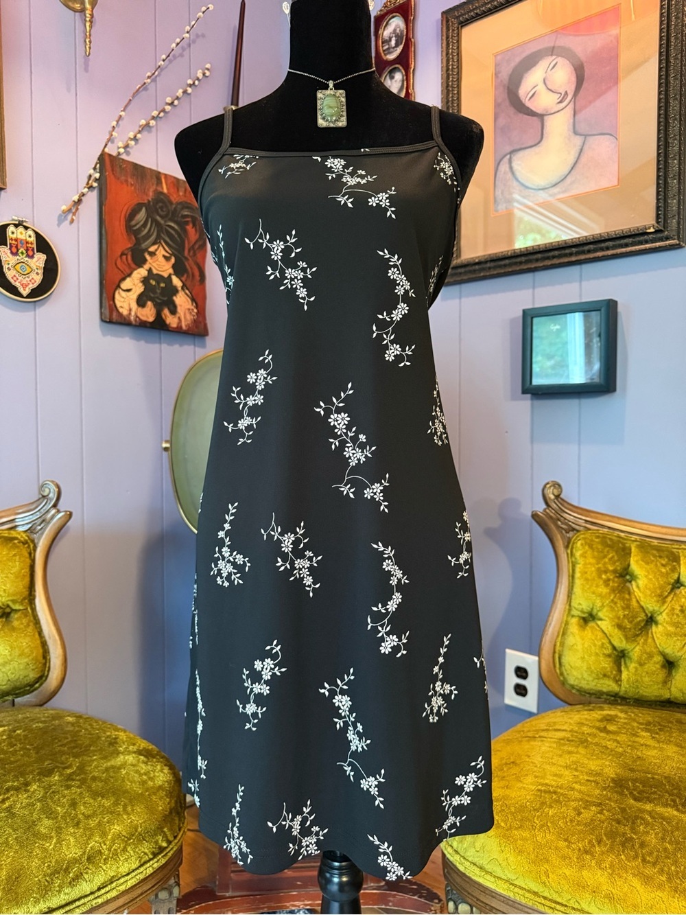 Vintage 90s G.A.S. Whimsigoth ‘Practical Magic’ Floral Slip Dress Size XL - Picture 2 of 7